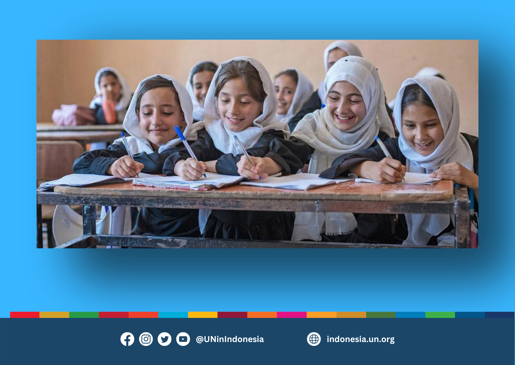 Young girls study at a school in Mazar-i-Sharīf, Balkh Province, Afghanistan.