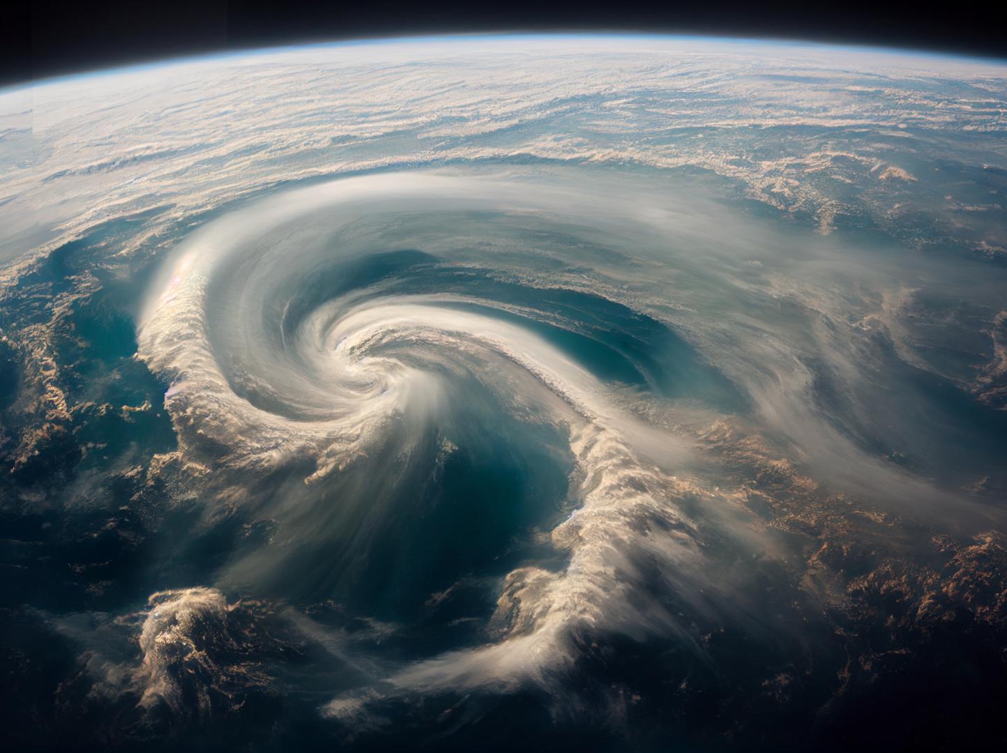 An aerial view of the swirling clouds of the typhoon - DGi