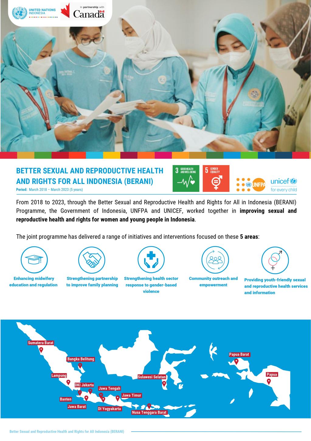 Better Sexual and Reproductive Health and Rights for All in Indonesia (BERANI) Programme Fact Sheet Cover
