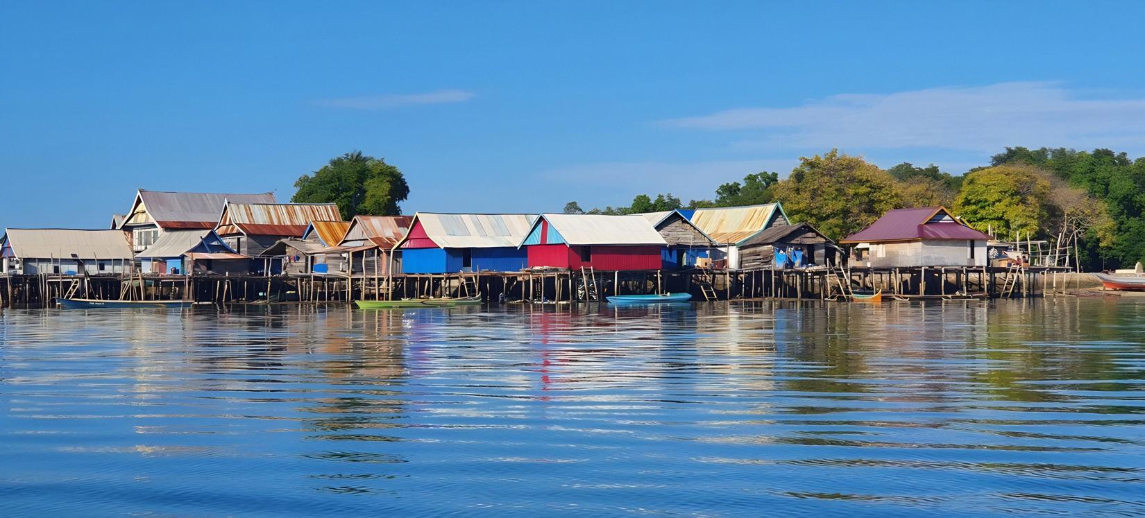 Floating village in a small island