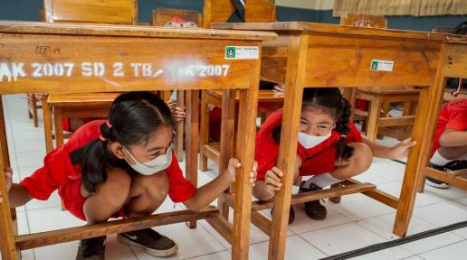 Tsunami Drill in Tanjong Benoa Elementary School Bali